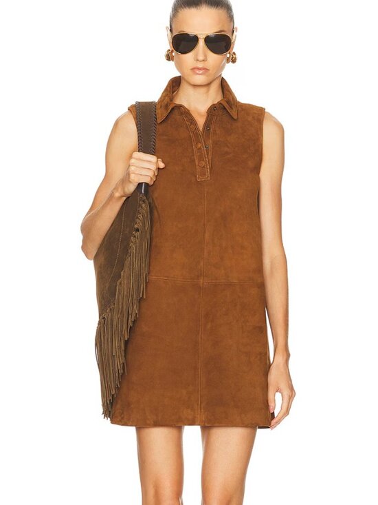 Frame Denim Dresses & Skirts - FRAME Suede City Shift dress in cognac, size 6, new with tags. 100% genuine lamb